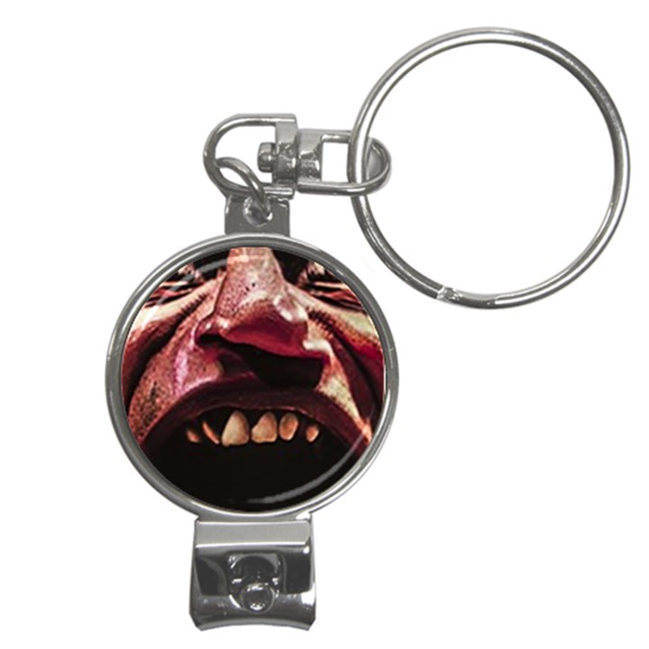 Scary Man Closeup Portrait Illustration Nail Clippers Key Chain