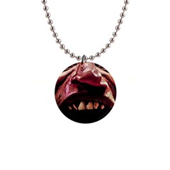 Scary Man Closeup Portrait Illustration 1  Button Necklace by dflcprintsclothing