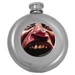 Scary Man Closeup Portrait Illustration Round Hip Flask (5 oz) Front