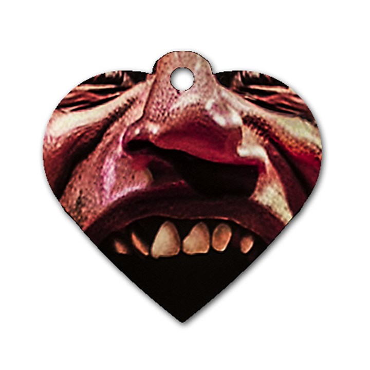 Scary Man Closeup Portrait Illustration Dog Tag Heart (Two Sides)