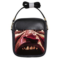 Scary Man Closeup Portrait Illustration Girls Sling Bag by dflcprintsclothing