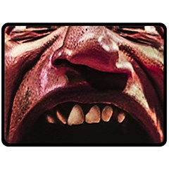 Scary Man Closeup Portrait Illustration One Side Fleece Blanket (large) by dflcprintsclothing