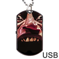 Scary Man Closeup Portrait Illustration Dog Tag Usb Flash (one Side) by dflcprintsclothing