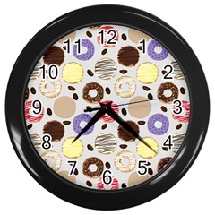 Donuts! Wall Clock (black) by fructosebat