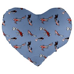 Koi! Large 19  Premium Flano Heart Shape Cushions