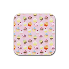 Cupcakes! Rubber Coaster (square) by fructosebat