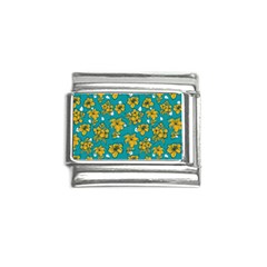 Turquoise And Yellow Floral Italian Charm (9mm) by fructosebat