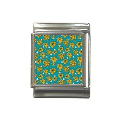 Turquoise And Yellow Floral Italian Charm (13mm) by fructosebat