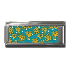 Turquoise And Yellow Floral Superlink Italian Charm (9mm) by fructosebat