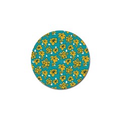 Turquoise And Yellow Floral Golf Ball Marker by fructosebat