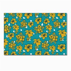 Turquoise And Yellow Floral Postcard 4 x 6  (pkg Of 10) by fructosebat