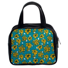 Turquoise And Yellow Floral Classic Handbag (two Sides) by fructosebat