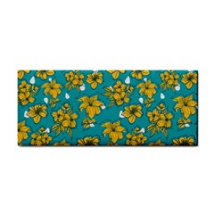 Turquoise And Yellow Floral Hand Towel by fructosebat