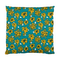 Turquoise And Yellow Floral Standard Cushion Case (one Side) by fructosebat