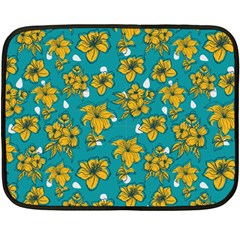 Turquoise And Yellow Floral One Side Fleece Blanket (mini) by fructosebat