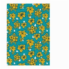 Turquoise And Yellow Floral Small Garden Flag (two Sides) by fructosebat