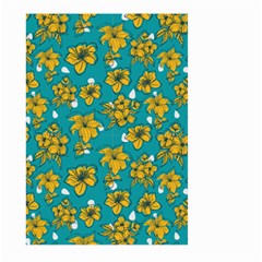 Turquoise And Yellow Floral Large Garden Flag (two Sides) by fructosebat