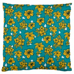 Turquoise And Yellow Floral Large Cushion Case (one Side) by fructosebat