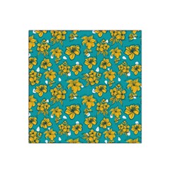 Turquoise And Yellow Floral Satin Bandana Scarf 22  X 22  by fructosebat