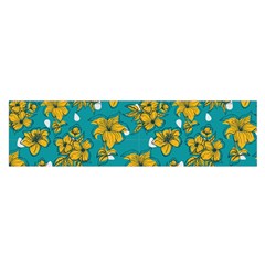 Turquoise And Yellow Floral Oblong Satin Scarf (16  X 60 ) by fructosebat