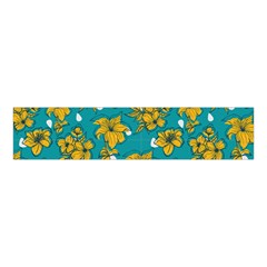 Turquoise And Yellow Floral Velvet Scrunchie by fructosebat