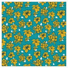 Turquoise And Yellow Floral Lightweight Scarf  by fructosebat