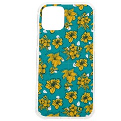 Turquoise And Yellow Floral Iphone 12 Pro Max Tpu Uv Print Case by fructosebat