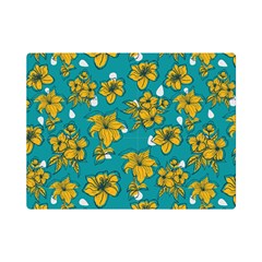 Turquoise And Yellow Floral One Side Premium Plush Fleece Blanket (mini) by fructosebat