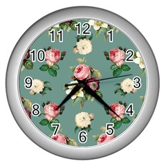 Victorian Floral Wall Clock (silver) by fructosebat