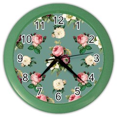 Victorian Floral Color Wall Clock by fructosebat