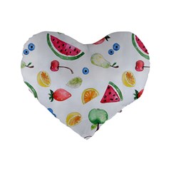 Fruit! Standard 16  Premium Flano Heart Shape Cushions by fructosebat