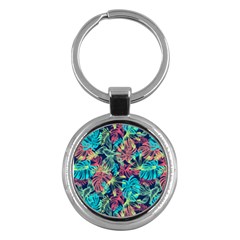 Neon Leaves Key Chain (round) by fructosebat