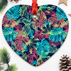 Neon Leaves Heart Ornament (two Sides) by fructosebat