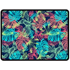 Neon Leaves One Side Fleece Blanket (large) by fructosebat