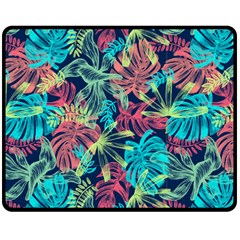 Neon Leaves Fleece Blanket (medium) by fructosebat