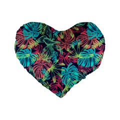 Neon Leaves Standard 16  Premium Flano Heart Shape Cushions by fructosebat