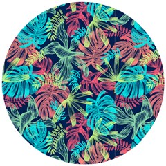 Neon Leaves Wooden Puzzle Round by fructosebat