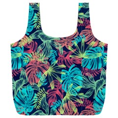 Neon Leaves Full Print Recycle Bag (xxxl) by fructosebat