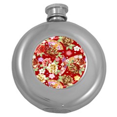 Japanese Fans Round Hip Flask (5 Oz) by fructosebat