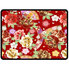 Japanese Fans Fleece Blanket (large) by fructosebat