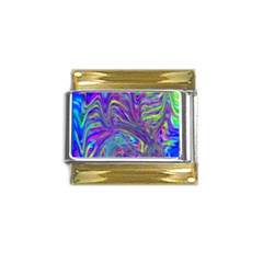 Abstract With Blue Gold Trim Italian Charm (9mm) by bloomingvinedesign