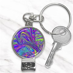 Abstract With Blue Nail Clippers Key Chain by bloomingvinedesign