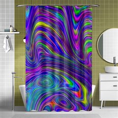 Abstract With Blue Shower Curtain 48  X 72  (small)  by bloomingvinedesign