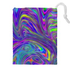 Abstract With Blue Drawstring Pouch (4xl) by bloomingvinedesign