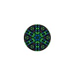 Blue Green Kaleidoscope 1  Mini Buttons Front