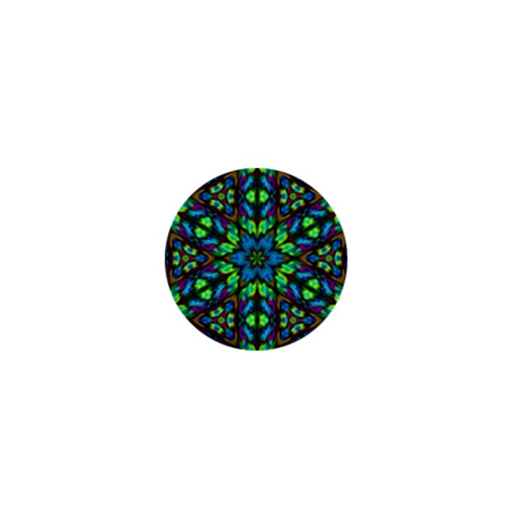 Blue Green Kaleidoscope 1  Mini Buttons