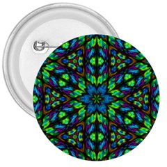 Blue Green Kaleidoscope 3  Buttons by bloomingvinedesign