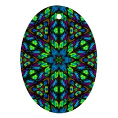 Blue Green Kaleidoscope Ornament (oval) by bloomingvinedesign