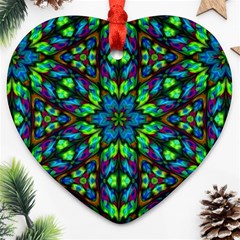 Blue Green Kaleidoscope Ornament (heart) by bloomingvinedesign