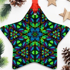 Blue Green Kaleidoscope Ornament (star) by bloomingvinedesign